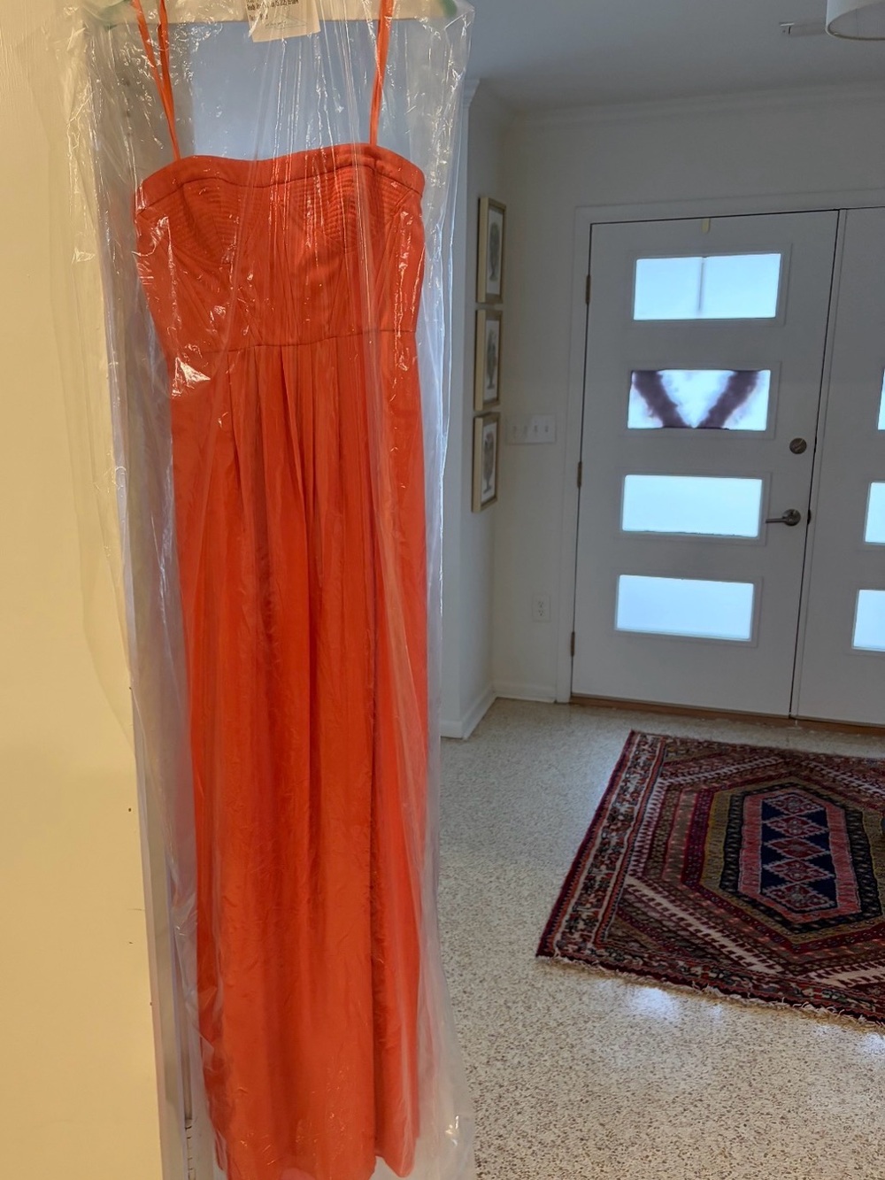 Coral Strapless Evening Dress - Brand Unspecified
